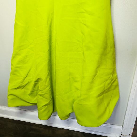 NWT CHRISTIAN SIRIANO Leopard Ties Neon Green Hi-Low Hemline Dress Size 10 - Picture 8 of 16
